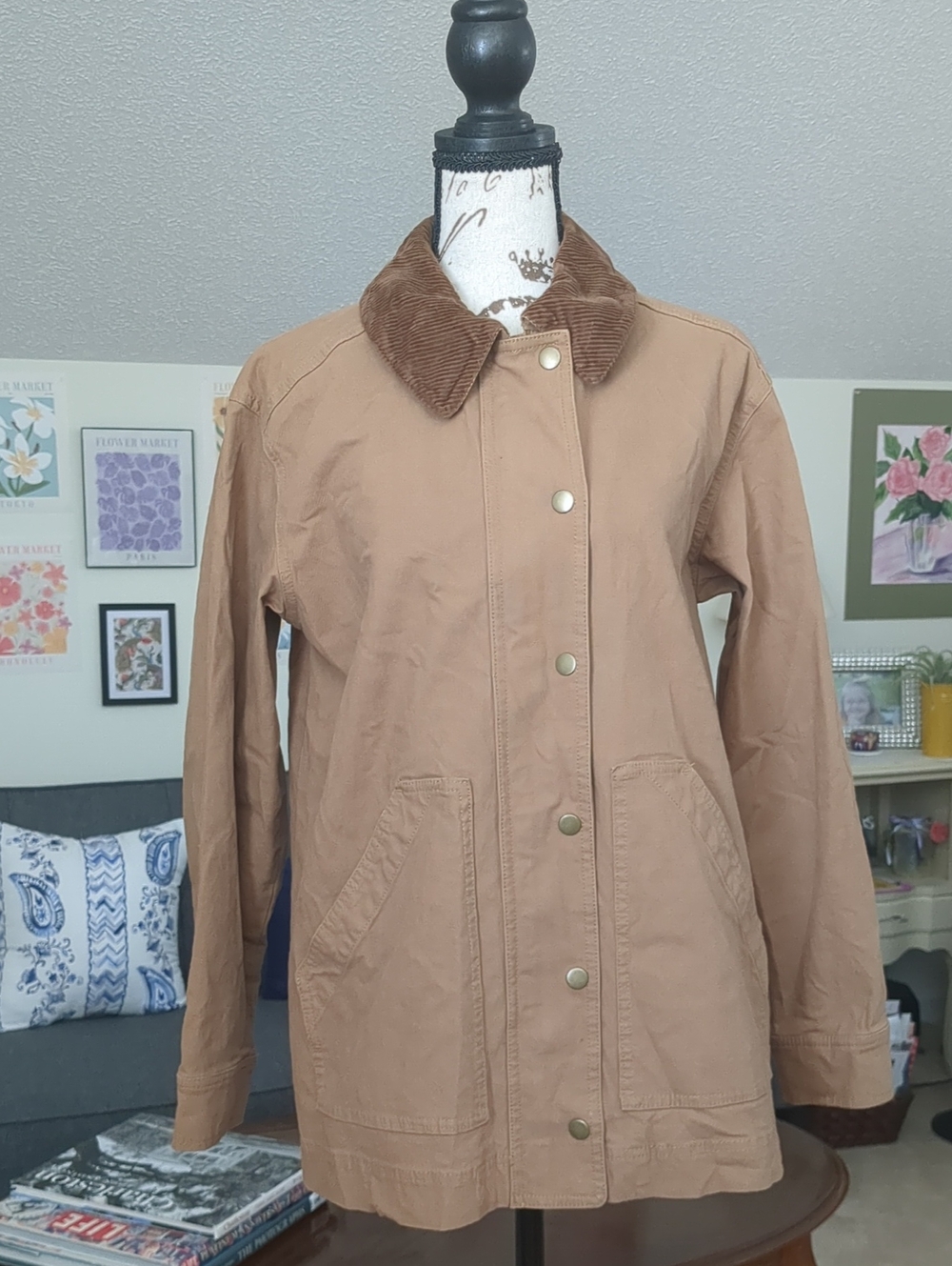 Old Navy Brown Utility Jacket with Corduroy Collar